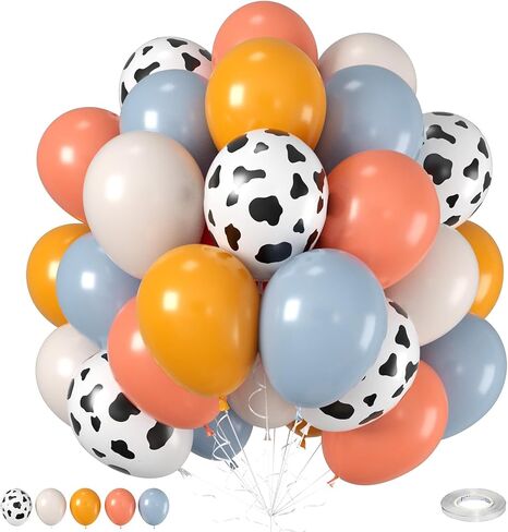 Cow Print Balloons - 12 Inch Pastel Pink Cow Print Latex Balloons (Pack of 50) | Vibrant Colors, for Girls Birthday Baby Shower Cowgirl Rodeo Farm Animals Gender Reveal Party Decorations Supplies in Saudi Arabia