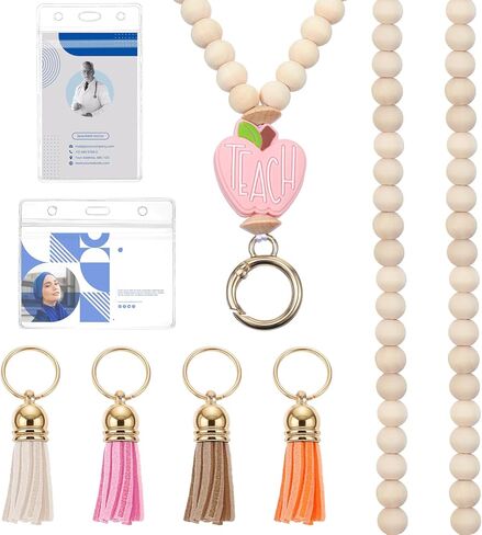 Smile Teacher Lanyard للنساء ، الحبل لشارات الهوية والمفاتيح ، الحبل الخشبي القابل للتراجع عن شارات الهوية ، معلم شارة لطيف الحبل in Kuwait