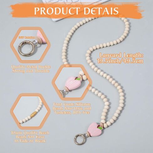 Smile Teacher Lanyard للنساء ، الحبل لشارات الهوية والمفاتيح ، الحبل الخشبي القابل للتراجع عن شارات الهوية ، معلم شارة لطيف الحبل in Kuwait