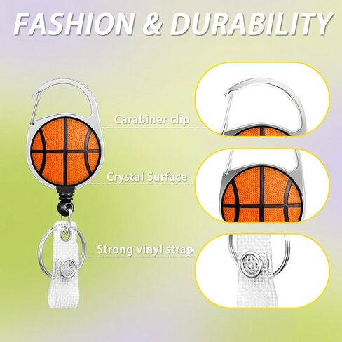 ID Badge Holder with Lanyard Basketball Closeup Retractable Badge Reel Carabiner Clip Lanyard Name Card Vertical ID Protector,ID Card Holder Keychain Name Badge Clip for Women Men in Kuwait