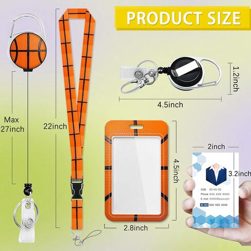ID Badge Holder with Lanyard Basketball Closeup Retractable Badge Reel Carabiner Clip Lanyard Name Card Vertical ID Protector,ID Card Holder Keychain Name Badge Clip for Women Men in Kuwait