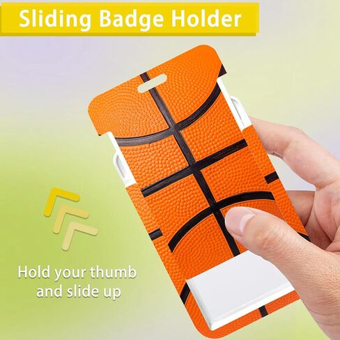 ID Badge Holder with Lanyard Basketball Closeup Retractable Badge Reel Carabiner Clip Lanyard Name Card Vertical ID Protector,ID Card Holder Keychain Name Badge Clip for Women Men in Kuwait