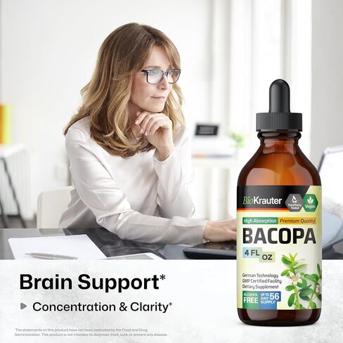 Bacopa Monnieri Organic Tincture - Cognitive Health Support Liquid Supplement - Organic Bacopa Herbal Extract - Alcohol & Sugar Free Vegan Drops 4 Fl.Oz. in Saudi Arabia