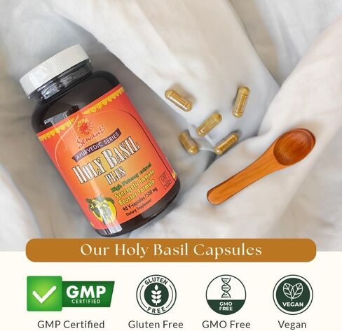 Sewanti Holy Basil Plus سلسلة الأيورفيدا عالية الفعالية 22:1 مستخلص تركيبة تقوية المناعة التآزرية 90 كبسولة نباتية in Kuwait