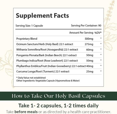 Sewanti Holy Basil Plus سلسلة الأيورفيدا عالية الفعالية 22:1 مستخلص تركيبة تقوية المناعة التآزرية 90 كبسولة نباتية in Kuwait