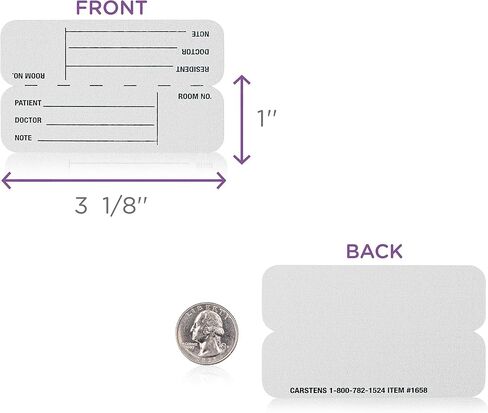 Carstens - White Patient/Doctor Preprinted ID Cards for 1.5 – 4" Ring Binder Spines - Pack of 100 (1658-01) - Ideal Medical Record Labels for 3 Ring Binders in Kuwait
