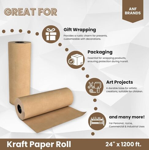 ماركات ANF (24 "× 1200 قدم) - ورقة Kraft الطبيعية للتعبئة والشحن وملء الفراغ ومشاريع الأطفال الفنية ، و 30 رطلاً in Saudi Arabia