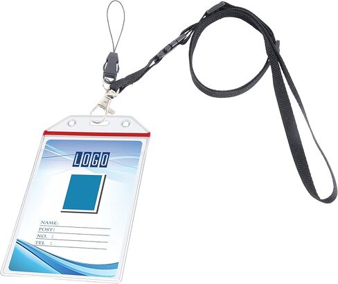 حامل شارة Lanyard ، Wisdompro School Supply Clear PVC PVC Hight Duty Ziplock Vinyl ID BADGE مع حزام شبل عنق قابل للتعديل 23 بوصة للكلية ، 5 مجموعات - أسود - أسود - أسود - أسود - أسود - in Kuwait