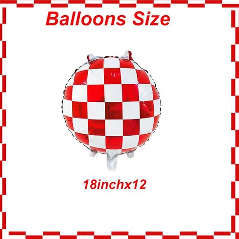 12pcs Red and White Checkered Balloon Race Car Foil Balloons for Racing Themed Birthday Party Decoration in Saudi Arabia