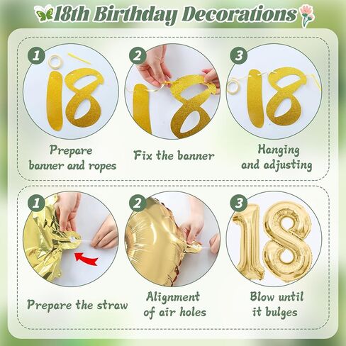 18th Birthday Decorations for Girls Boys, Happy 18th Birthday Decorations Banner 18 Balloon Numbers Star Garland Sage Green for 18 Year Old Birthday Decoration Supplies in Saudi Arabia