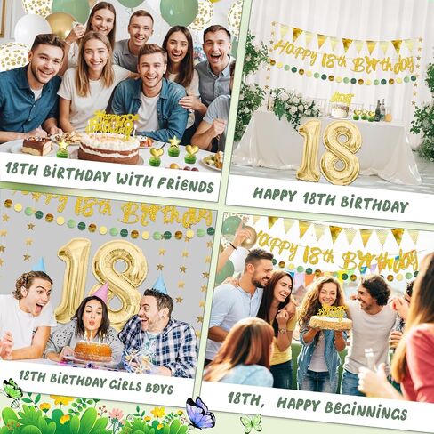 18th Birthday Decorations for Girls Boys, Happy 18th Birthday Decorations Banner 18 Balloon Numbers Star Garland Sage Green for 18 Year Old Birthday Decoration Supplies in Saudi Arabia