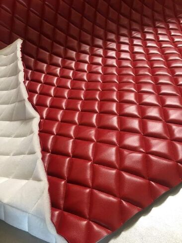 Luvfabrics PVC Quilted Faux Leather Vinyl Foam Backed- Automotive, Headliner, Furniture Upholstery, DIY Projects, Home Decor & More! (Black, 1 Yard) in Kuwait
