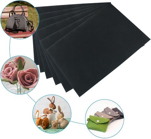 12 Pcs 8 x 12 Inch Felt Sheets for Crafts, 1mm Thick Black Felt Fabric for Crafts, Felt Paper for Sewing Craft in Saudi Arabia