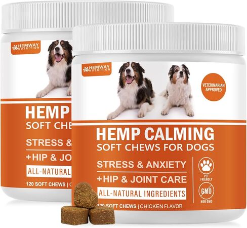 Hemp Calming Chews for Dogs - Chicken Flavor Soft Chews - Dog Calming Treats Supplement for Storm Anxiety, Sleep, Relaxing, Separation Aid, Stress, Hyperactivity Relief - All Ages & Sizes - 240 Count in Saudi Arabia