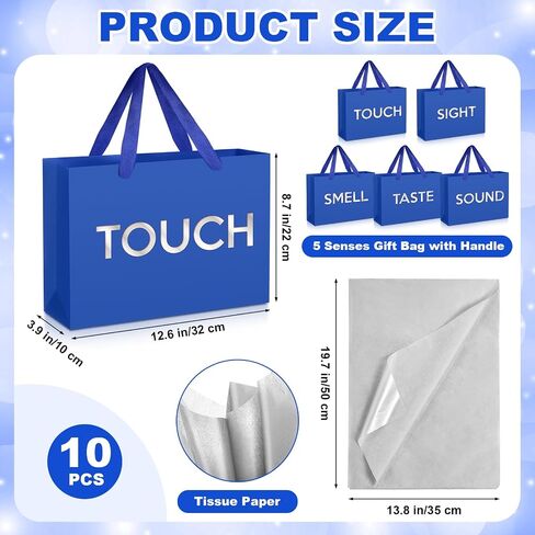 Supervitae 5 Senses Gift Bags with Tissue Paper and Balloons for Him Her Five Senses Paper Bags with Ribbon Handles Gift Wrapping for Valentines Birthday Wedding Anniversary Christmas(Black,Regular) in Saudi Arabia