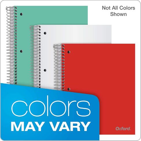 Oxford 3 Subject Notebook, Wirebound, 11" x 9", Assorted Covers (No Color Choice), 150 Sheets, College Ruled, Perforated, Poly Cover (10586) in Saudi Arabia