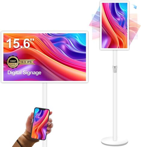 شاشة عرض رقمية مقاس 15.6 بوصة شاشة LCD تفاعلية تعمل باللمس كشك إعلانات تجارية مشغل وسائط فيديو ذكي رفيع للغاية 5G WiFi الكل في واحد 4GB + 64GB Android 11 بالسعة in Kuwait