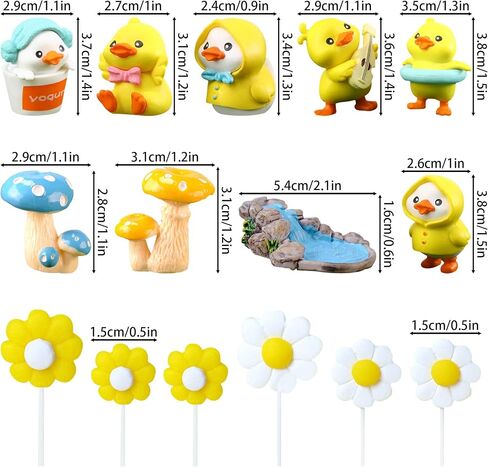 15PCS Yellow Duck Cake Toppers Duck Happy Birthday Cake Topper (yellow) in Saudi Arabia