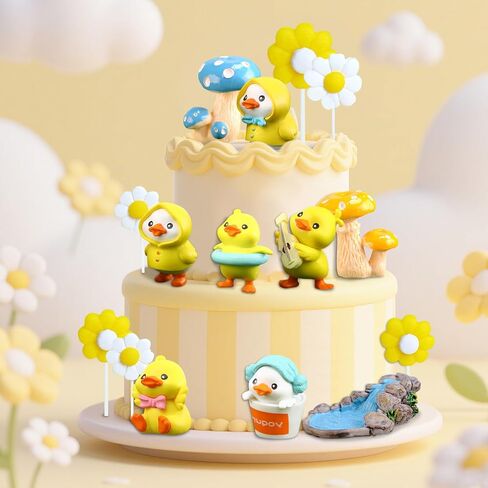 15PCS Yellow Duck Cake Toppers Duck Happy Birthday Cake Topper (yellow) in Saudi Arabia