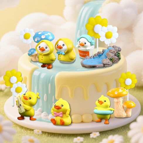 15PCS Yellow Duck Cake Toppers Duck Happy Birthday Cake Topper (yellow) in Saudi Arabia