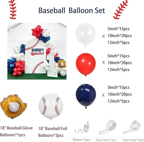 Baseball Balloon Arch Garland Kit,Red White and Blue Balloon Arch Garland Kit for Sport Party Birthday Baby Shower Graduation Decorations in Saudi Arabia