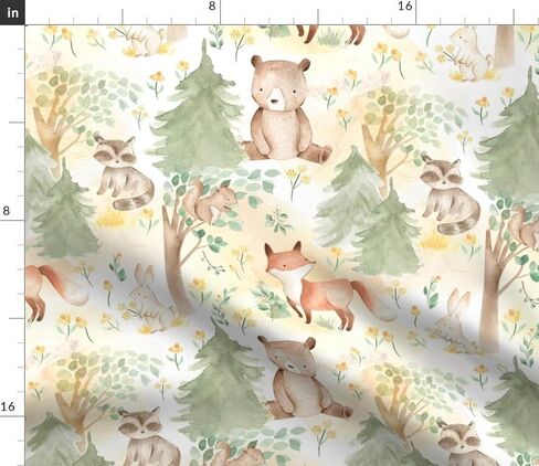 Spoonflower Fabric - Autumn Forest Baby Nursery Bear Bunny Fox Racoon Watercolor Printed on Petal Signature Cotton Fabric by The Yard - Sewing Quilting Apparel Crafts Decor in Kuwait