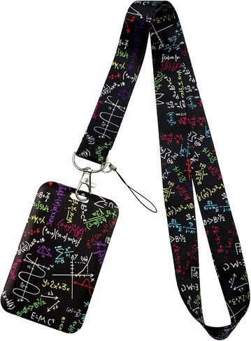 Math Formulas ID Badge حامل NERD Lanyard اسم العلامة الرقبة مفتاح Keys Teacher ، School in Kuwait