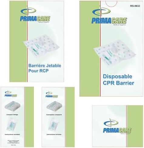 Primacare RS-8632 حاجز الإنعاش القلبي الرئوي للمستجيب الأول مع صمام اتجاه واحد، درع الوجه مع فلتر HEPA للتدريب على الإنعاش القلبي الرئوي، 2 × 2 × 1 بوصة in Saudi Arabia