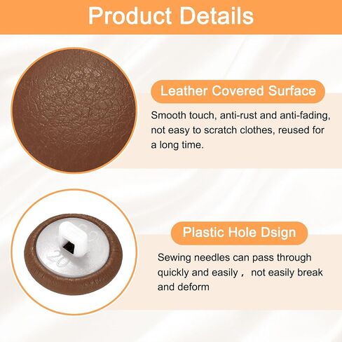 Harfington 30pcs Pu Leather Compertons 12.5mm (20L) قطره مستدير أزرار خياطة بديلة للملحقات DIY زخرفة الملابس ، بني ، بني in Kuwait