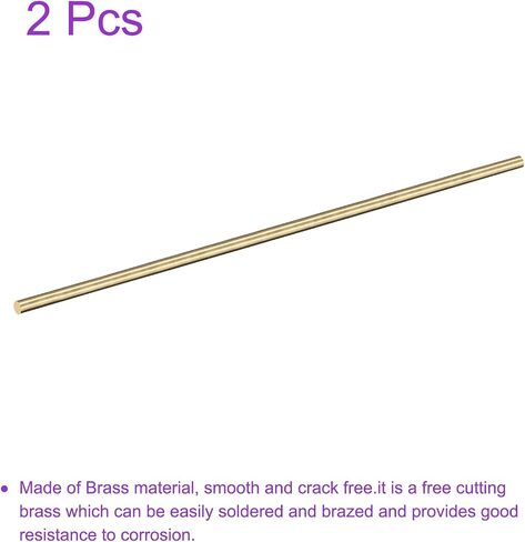 DMiotech 2Pack 6mm x 150mm, Brass Solid Round Rod, Brass Rod Lathe Bar Stock in Saudi Arabia