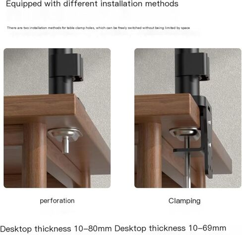Monitor Stand Desktop Punch-Free Table Clip Perforation Installation Pneumatic Cantilever Bracket Horizontal and Vertical Screen Rotation(Black) in Saudi Arabia
