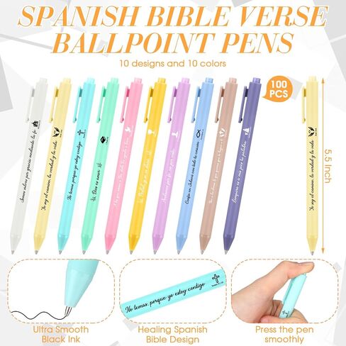 100 Pcs Spanish Bible Verse Ballpoint Pens Motivational Christian Pens with Inspirational Quote for Men Church Christian Pastor Gift(Boho) in Saudi Arabia