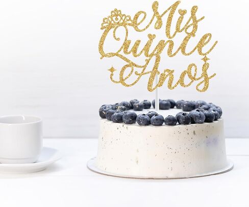 Mis Quince Anos Cake Topper, Feliz 15 Anos, 15th Birthday Cake Topper, Hello 15, Happy 15th Birthday Party Decorations Gold Glitter in Saudi Arabia