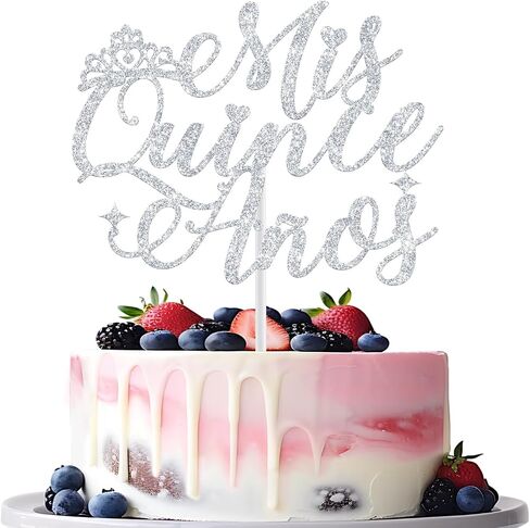 Mis Quince Anos Cake Topper, Feliz 15 Anos, 15th Birthday Cake Topper, Hello 15, Happy 15th Birthday Party Decorations Gold Glitter in Saudi Arabia
