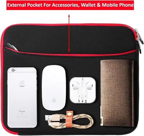 حقيبة حاملة للأكمام 12 بوصة للأجهزة اللوحية ، iPad ، أجهزة الكمبيوتر المحمولة ، أجهزة الكمبيوتر المحمولة Chrombooks 12 بوصة ، حقيبة مبطنة ناعمة مع حامل الملحقات (أسود) in Kuwait