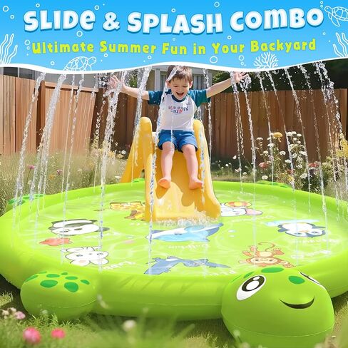 وسادة Splash للأطفال الصغار 1-3 ، 67 "برشات سلحفاة ورش حصيرة ، حمام سباحة للأطفال قابلة للنفخ ، ألعاب المياه الصيفية في الهواء الطلق للأطفال الصغار ، الأولاد ، الفتيات في الحديقة الخلفية ألعاب in Saudi Arabia
