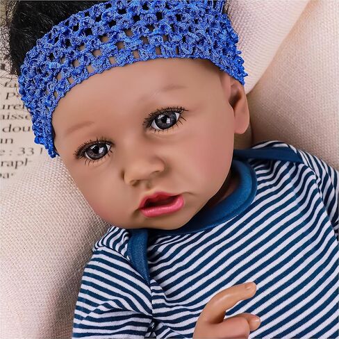 Maihao Reborn Baby Baby Dolls فتاة سوداء مع جسم ناعم أمريكي من أصل أفريقي للحياة الواقعة التي تبدو لدمى الأطفال حديثي الولادة نابضة بالحياة. in Kuwait