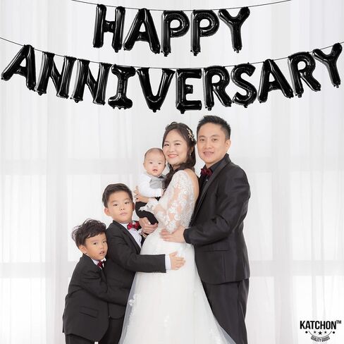 KatchOn Balloons - Letters 'Happy Anniversary' 16 Inch | Banner, Backdrop & Balloon Banner for Silver Anniversary Decor in Saudi Arabia