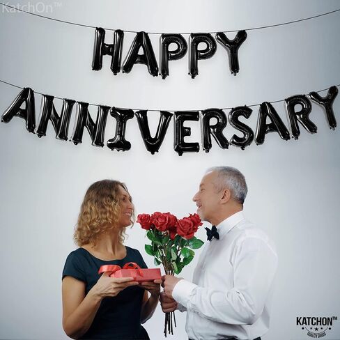 KatchOn Balloons - Letters 'Happy Anniversary' 16 Inch | Banner, Backdrop & Balloon Banner for Silver Anniversary Decor in Saudi Arabia