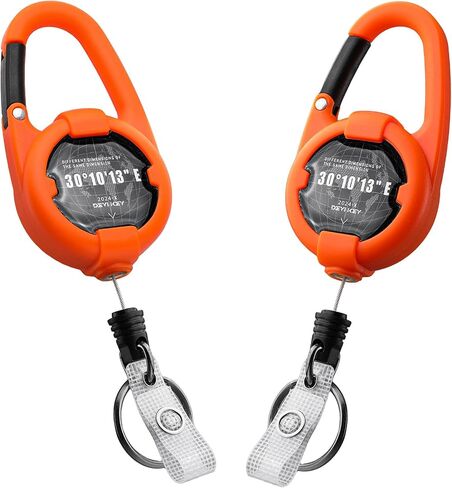 Retractable Keychain, Heavy Duty Carabiner Badge Holder, Tactical ID Badge Reel with 32" Steel Retractable Cord, 10 OZ with Badge Strap and Key Ring（Orange） in Saudi Arabia