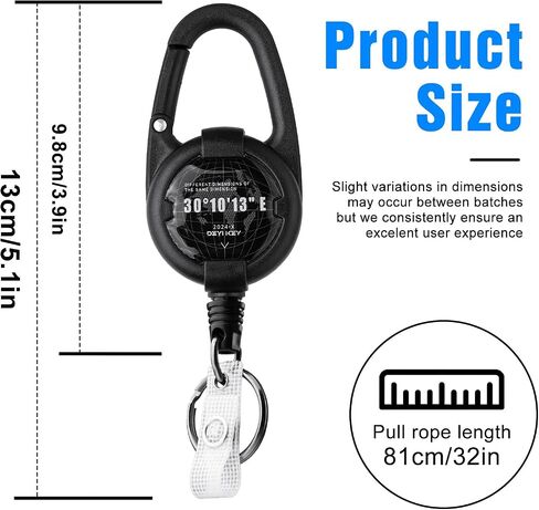 Retractable Keychain, Heavy Duty Carabiner Badge Holder, Tactical ID Badge Reel with 32" Steel Retractable Cord, 10 OZ with Badge Strap and Key Ring（Orange） in Saudi Arabia