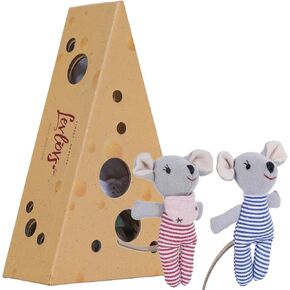 LEVLOVS Mouse in a Matchbox Toy Baby Registry Gift (Twins Baby Mice)