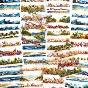 20Sheets Pre-Cut Scrapbooks Sea Beach Stickers Books, Spindrift Starfish Shell Stickers for DIY Craft, Planners, Journal, Notebook, Laptop, Cell Phone, Calendars, Wedding