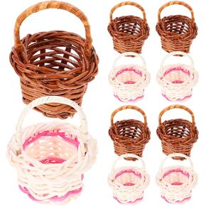 jojofuny 10pcs Mini Wicker Baskets: Miniature Woven Willow Basket for Garden Home Decor, Dollhouse Accessories, Photography Props