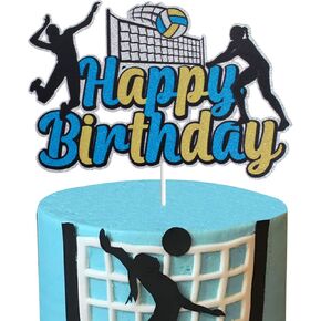Volleyball Happy Birthday Cake Topper Girls Beach Volleyball Player Cake Decoration Adult Female Sports Themed Birthday Party Supplies