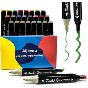 24 Colors Alcohol Markers – Dual Tip Art Markers with Quick-Dry, Fade-Resistant Ink, No Bleed, for Illustration, Students & Adults Coloring