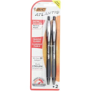 Bic Atlantis Original Retractable Ball Pen, Medium Point, Black 2 ea (Pack of 3)