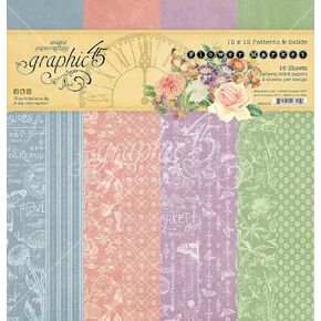 GRAPHIC 45 Flower Market Patterns & Solids Double-Sided Paper Pad 12"X12" 16/Pkg