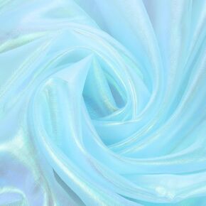3 Yard Sheer Fabric, 59 Inch Wide Organza Fabric Light Green Iridescent Fabrics Gauze Fabrics by The Yard Magic Laser Holographic Cloth for Wedding Background Dress Party DIY Supplies