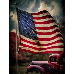 CoHraeu 5D DIY Round Beads Diamond Painting for Adults American Flag Full Diamond Painting Picture Rhinestones by Number Kits for Room Home Wall Decor 8x12 inch